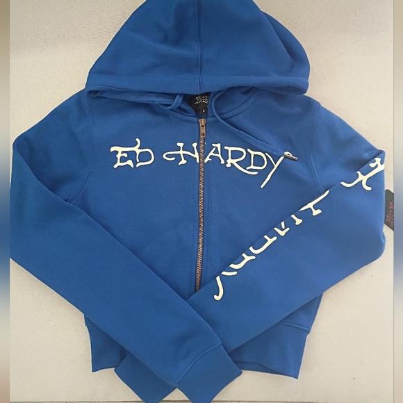 Ed Hardy Sweaters - New Ed Hardy True Love Cropped Hoodie